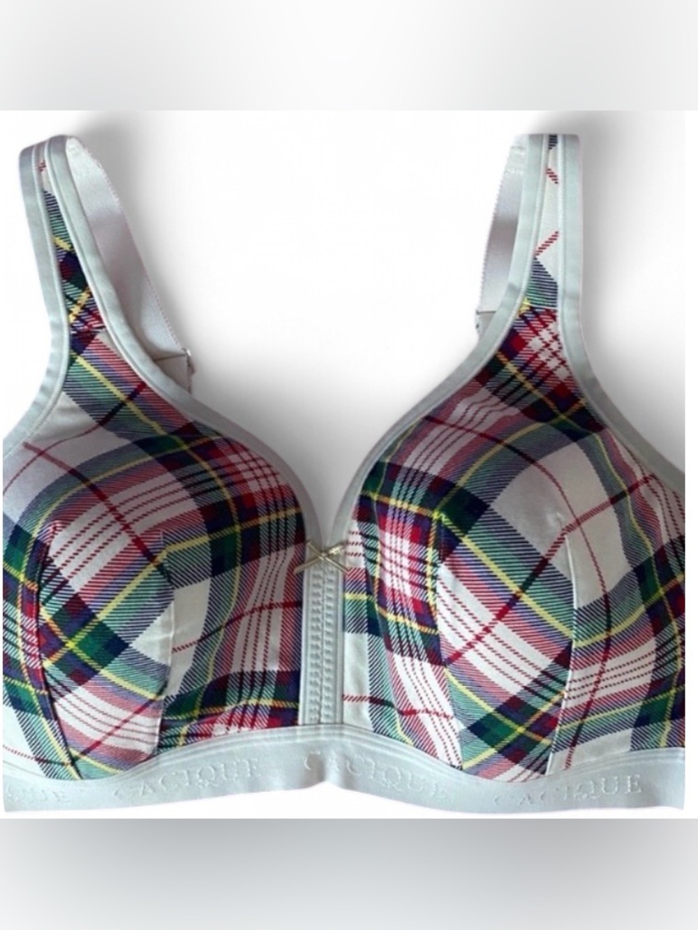 Lane Bryant Cacique Plaid Cotton Lightly Lined No-Wire Bra - Picture 6 of 13